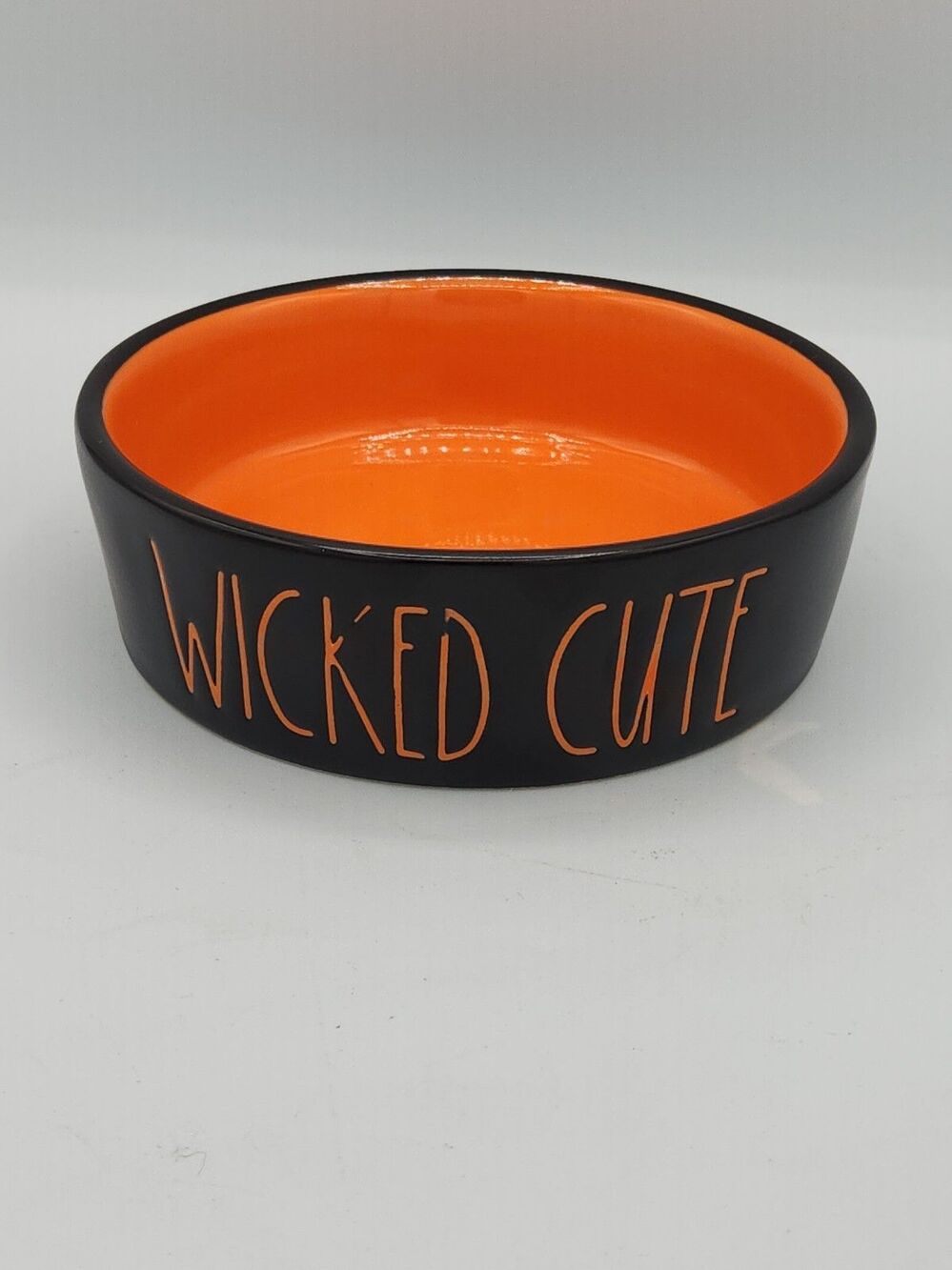 Rae Dunn Halloween Black And Orange Cat Bowl WICKED CUTIE